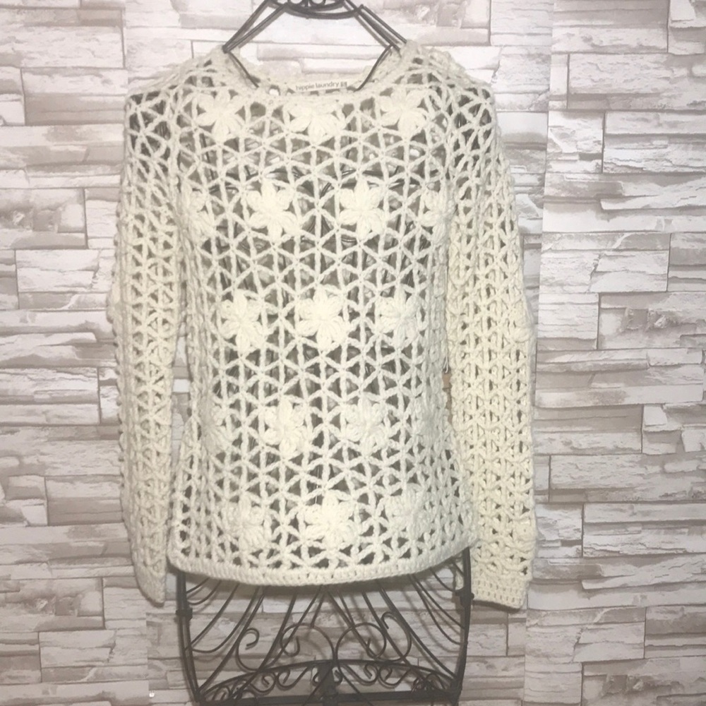 Hippie Laundry Small cream crochet long sleeve top